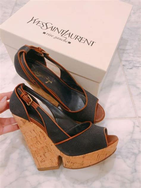 ysl cork wedges|Yves Saint Laurent .